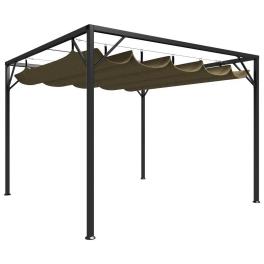 Garden gazebo taupe powder-coated steel 10x10 ft retractable