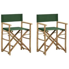 Directors chair set of 2 green bamboo, fabric (100% polyester)