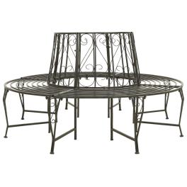 Tree bench silver grey steel 63 in diameter outdoor bench round
