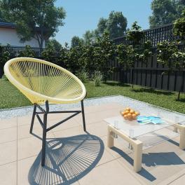 Acapulco chair beige poly rattan, powder-coated steel standard