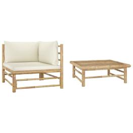 Garden lounge set cream, bamboo bamboo, 100% polyester medium