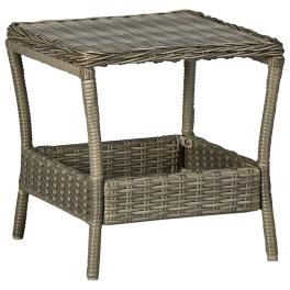 Garden table brown poly rattan, powder-coated steel, pp board