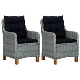 Garden chair set of 2 light grey, black