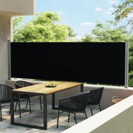 Side awning black polyester 55.1 in x 236.2 in retractable