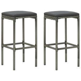 Bar stool set of 2 gray steel standard footrest bar stool