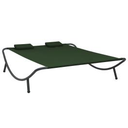 Lounge bed green oxford fabric, steel double removable covers