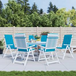 Highback chair cushion set of 6 blue polyester