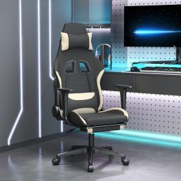 Gaming chair black and cream polyester gaming chair rectangular
