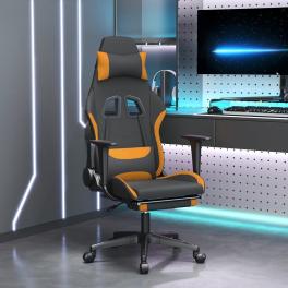Gaming chair black and orange polyester, metal, plywood, foam
