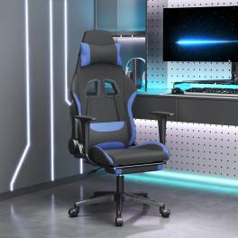 Gaming chair black and blue fabric (100% polyester), metal, plywood