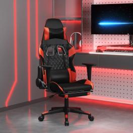 Gaming chair black and red faux leather, metal, plywood medium