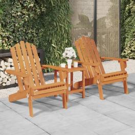 Garden chair set of 2 natural solid acacia wood standard