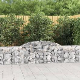 Gabion basket set of 2 silver galvanised iron large