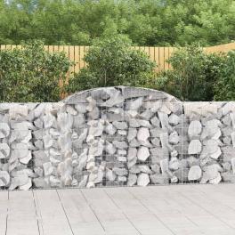 Gabion basket set of 2 silver galvanized iron large