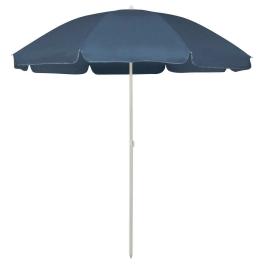 Beach parasol blue polyester medium tiltable beach parasol