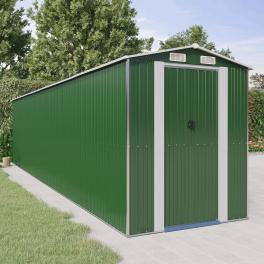Large green garden shed galvanized steel rectangular design
