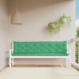 Garden bench cushion set of 2 green oxford fabric (100% polyester)