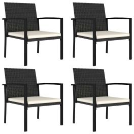 Dining chair set of 4 black poly rattan medium light weight