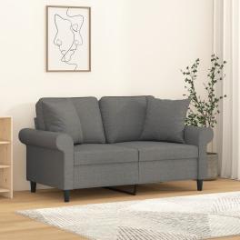 2-seater sofa dark grey fabric (100% polyester), metal, plywood