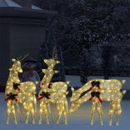 Christmas reindeer set of 6 gold fabric, steel medium