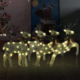 Christmas reindeer set of 4 gold mesh, metal medium