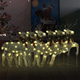 Christmas reindeer set of 6 gold mesh, metal medium