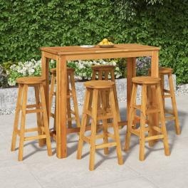 Garden bar set natural acacia solid acacia wood for 6 people
