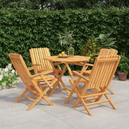 Garden dining set natural wooden color solid teak wood medium