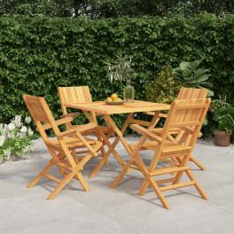 Garden dining set teak solid teak wood 5 piece set foldable