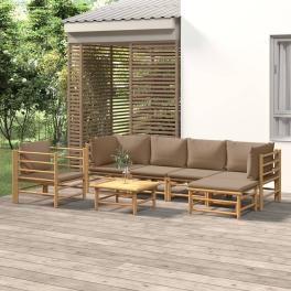 Garden lounge set taupe bamboo moderate modular