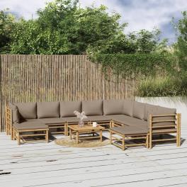 Garden lounge set taupe bamboo medium modular garden lounge set
