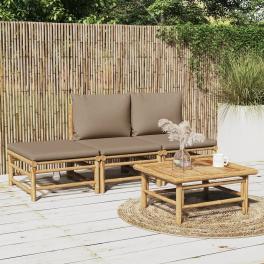 Garden lounge set taupe bamboo, polyester medium modular