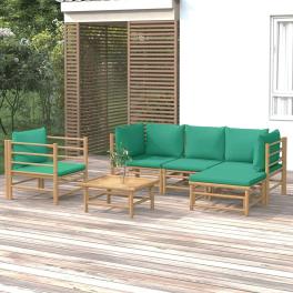 Garden lounge set bamboo, green bamboo, polyester medium modular