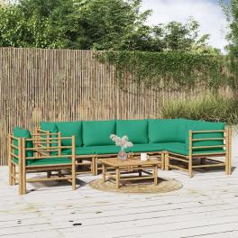 Garden lounge set natural brown bamboo sectional modular