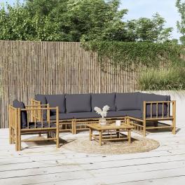 Garden lounge set dark grey, natural bamboo bamboo medium durable