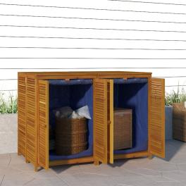 Garden storage box natural wood solid acacia wood, pe (polyethylene)