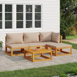 Garden lounge set taupe solid acacia wood, 100% polyester medium