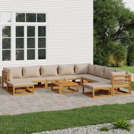 Garden lounge set taupe, natural wood