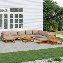 Garden lounge set taupe solid acacia wood medium modular