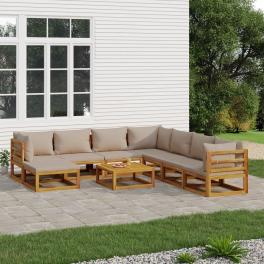 Garden lounge set taupe solid acacia wood 9 piece modular