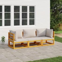 Garden lounge set light grey solid acacia wood medium