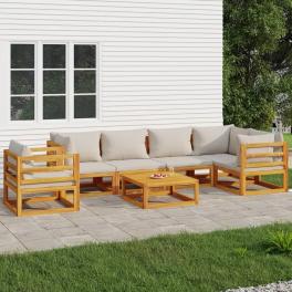 Garden lounge set light grey solid acacia wood medium modular