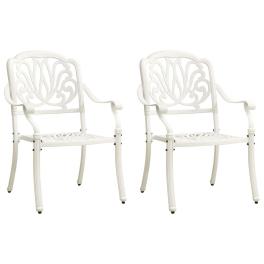 Garden chair set of 2 white cast aluminum standard durable