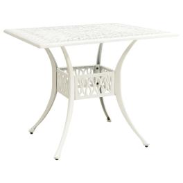 Garden table white cast aluminum standard decorative inlays