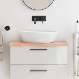 Bathroom countertop light brown 31.5"x15.7"x(0.8"-1.6") treated solid wood