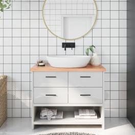 Bathroom countertop light brown 39.4"x11.8"x(0.8"-1.6") treated solid wood