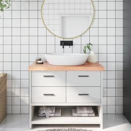 Bathroom countertop light brown 39.4"x23.6"x(0.8"-2.4") treated solid wood