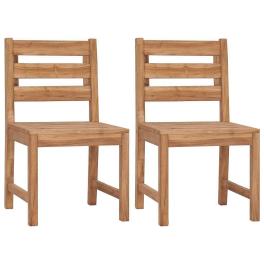 Garden chair set of 2 natural teak solid teak wood regular