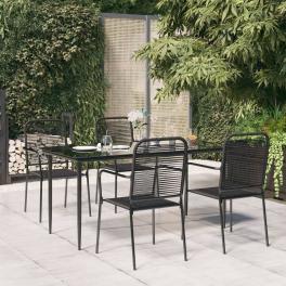 Garden dining set black cotton rope medium stackable dining set