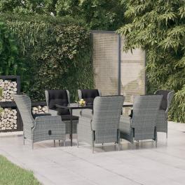 Garden dining set light grey poly rattan standard for dining